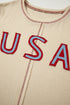 Patriotic USA Graphic Star Patch Exposed Seam Knit Top